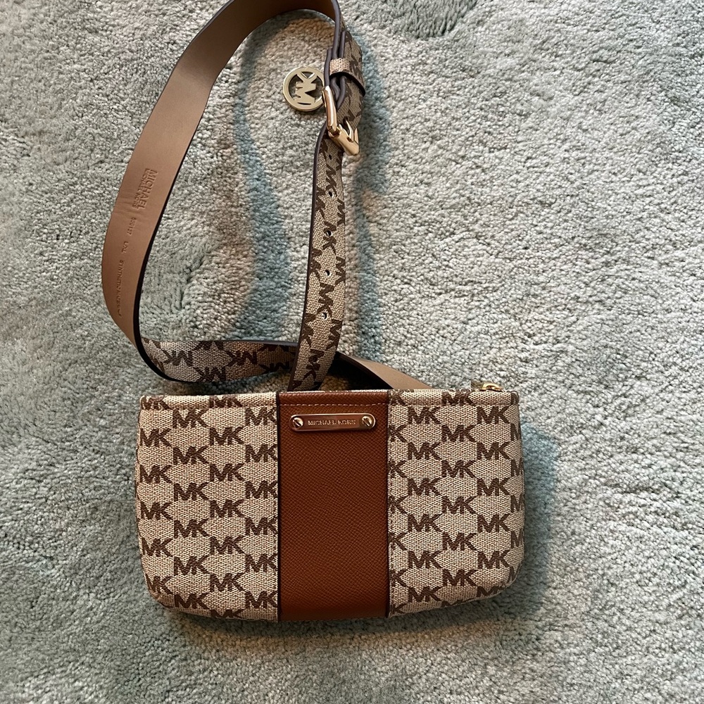 Michael Kors Signature Brown and Tan Crossbody Bag